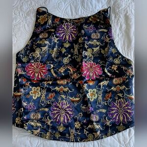 Floral Satin Open Back Tie Evening Top